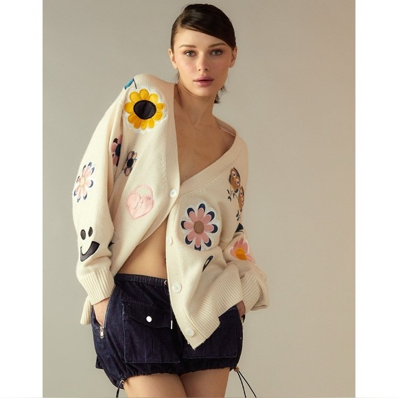 Cynthia Rowley Sweaters - Cynthia Rowley Fun Patches Cardigan Small